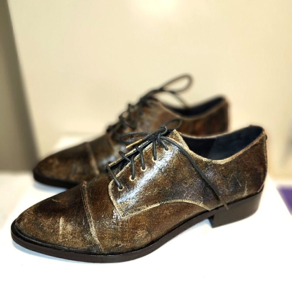 NWT Donald J.Pliner Brn Crackle Leather Menswear Inspired Oxford Shoes sz.6 $275